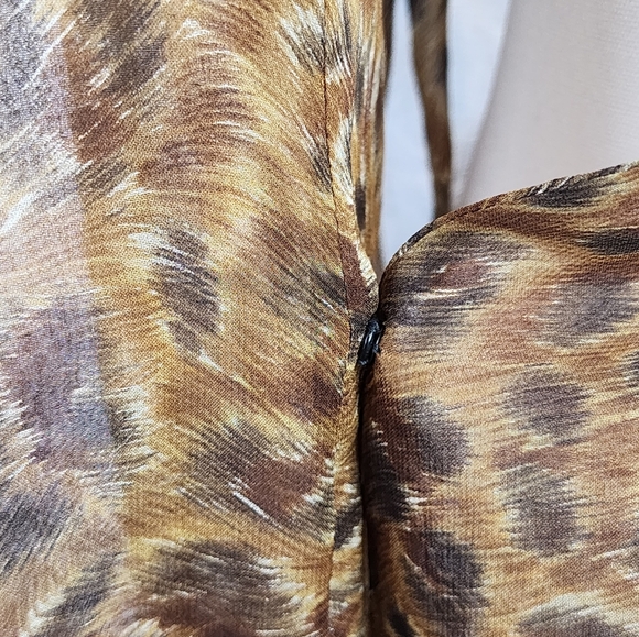 Emanuel Ungaro Rare Vintage 100% Silk Leopard Print Size 6/40 Sheer Blouse - Picture 8 of 10